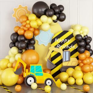balloons garland kit, retro orange black yellow balloon arch kit construction balloon arch, latex party balloons for birthday wedding baby shower engagement construction quarantine party decoration