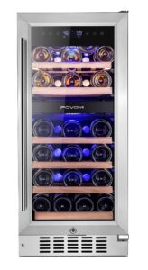 fovomi 34 bottles wine cooler fridge (bordeaux 750ml) compressor 15" wine cellars,built-in or freestanding dual zone refrigerator - chiller for kitchen,home bar