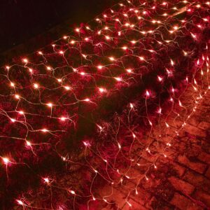 dazzle bright color changing christmas net lights, 198 led 9.8 ft x 6.6 ft rgb connectable mesh lights with remote, waterproof fairy lights for outdoor bush xmas tree garden wedding party decorations