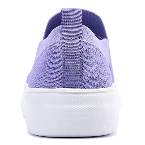 Wryweir Women's Slip-on Sneakers Lightweight Comfort Mesh Loafers Casual Low Cut Walking Shoes, Purple US 7