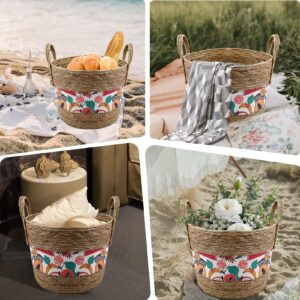 Babion 3 Pack Hand Woven Storage Baskets, Round Woven Baskets for Organizing, Decorative Basket with Handles, Plant Basket, Toy Storage Basket, Storage Baskets Laundry, Picnic, 3 Sizes