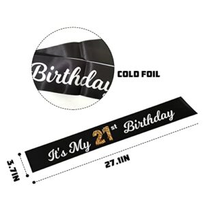 It’s My 21st Birthday Sash,Cheer to 21st Birthday Sash- Happy 21 Birthday Accessories for Man and Woman