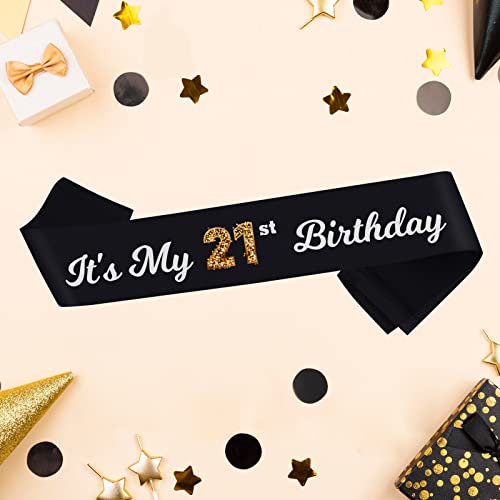 It’s My 21st Birthday Sash,Cheer to 21st Birthday Sash- Happy 21 Birthday Accessories for Man and Woman