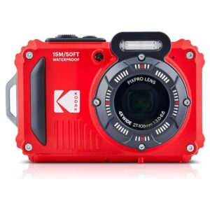 kodak pixpro wpz2 rugged waterproof digital camera 16mp 4x optical zoom 2.7" lcd full hd video, red