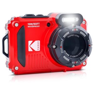 KODAK PIXPRO WPZ2 Rugged Waterproof Digital Camera 16MP 4X Optical Zoom 2.7" LCD Full HD Video, Red