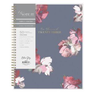 blue sky life note it 2023 weekly and monthly planner notes, 8.5" x 11", frosted cover, wirebound, leah (139479-23)