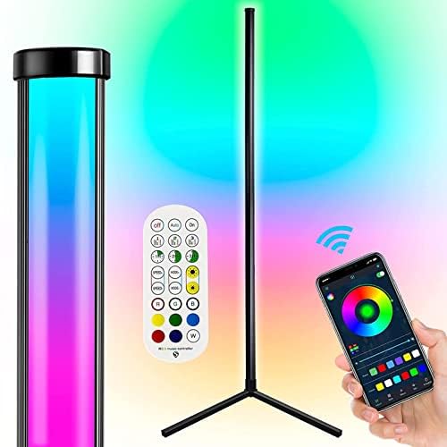 Yuewilai LED Corner RGB Floor Lamp, 50'' Tall Smart APP and Remote Control Music Sync RGB Color Changing Lamp for Living Room, Bedroom, Gaming Room Lights, Modern Home Decoration (1pcs)