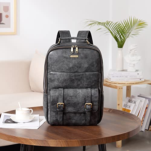 CHOLISS Laptop Backpack for Women&Men,15.6" Computer Backpack,Vintage Leather Travel Work College Bag Durable Daypack