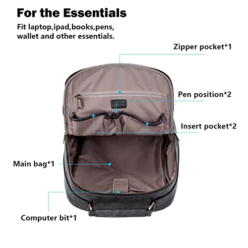 CHOLISS Laptop Backpack for Women&Men,15.6" Computer Backpack,Vintage Leather Travel Work College Bag Durable Daypack