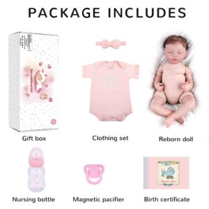 DCOLCO Reborn Baby Dolls Sleeping Girl - 19 Inches Cloth Body Realistic Newborn Baby Doll That Look Real for Kids Age 3+