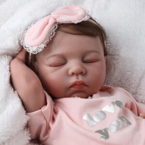 DCOLCO Reborn Baby Dolls Sleeping Girl - 19 Inches Cloth Body Realistic Newborn Baby Doll That Look Real for Kids Age 3+