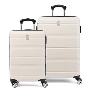 travelpro runway 2 piece luggage set, carry-on & convertible medium to large 28-inch check-in hardside expandable luggage, 8 spinner wheels, tsa lock, hardshell suitcase, white