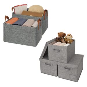 GRANNY SAYS Bundle of 2-Pack Closet Bins with Metal Frame & 3-Pack Rectangle Fabric Storage Bins with Lids