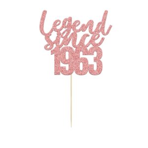 Gyufise 1 Pack Legend Since 1963 Cake Topper Rose Gold 60th Birthday Happy Birthday Cake Decoration Cheers to 60 Years for 60th Birthday Wedding Anniversary Party Decoration Supplies