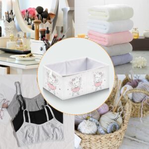 DOMIKING Cute Baby Elephant Pink Tutu Storage Baskets for Shelves Foldable Collapsible Storage Box Bins with Fabric Bins Cube Toys Organizers for Pantry Bathroom Baby Cloth Nursery,11 x 11inch