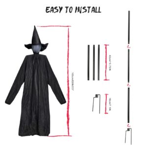 3 Witches Halloween Decorations Outdoor 5'5" Light Up Witches Holding Hands Outside Scary Decor Standing Witch with LED and Voice Control for Garden Yard Haunted House Porch