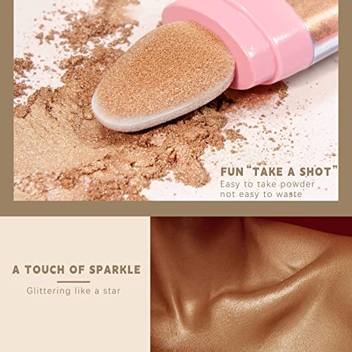 NewBang Polvo De Hadas Highlighter Powder Stick Makeup,Body Glitter Shimmer and Shine High Gloss Blush Contour Makeup,Smooth Sparkle Patting Powder for Face Eyes Lips Hair Body Glow -3 Colors