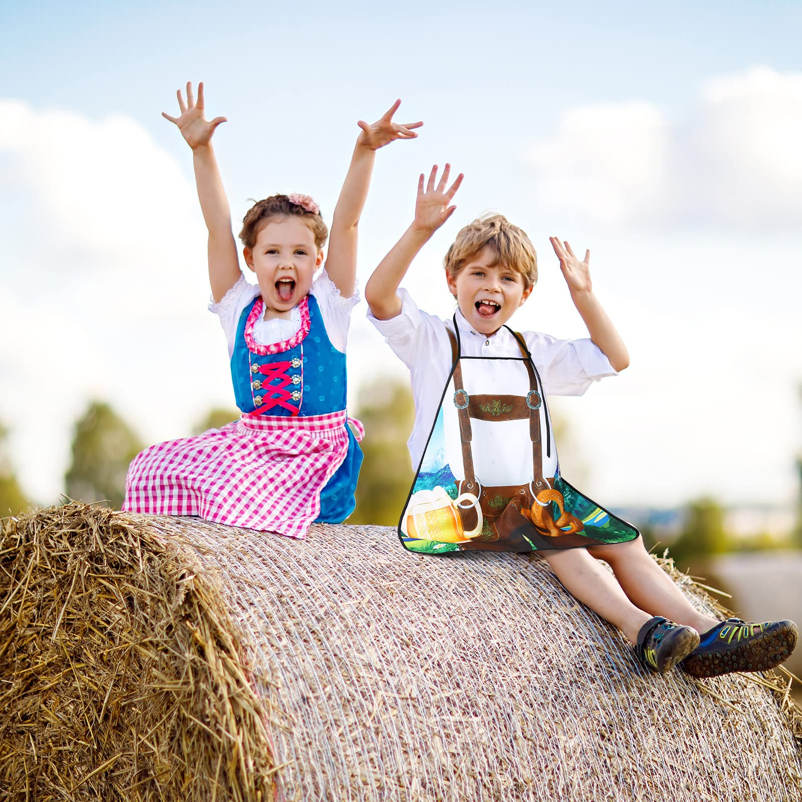 Sintege 2 Pack Oktoberfest Aprons German Apron Lederhosen and Dirndl Apron for Oktoberfest Bavarian Beer Festival Party Decor(Men Style)