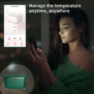 LVARA Professional Smart Mini Skincare Fridge 9 Liters - [Upgraded 2.0] Portable Makeup Fridge with 'Smart Life' App - Cosmetic Beauty Refrigerator for Bedroom Bathroom, Gift for Women, Dark Green