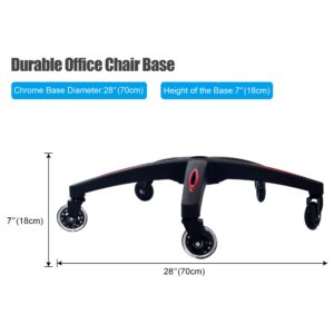 Frassie 28 inch Nylon Gaming Chair Base with 5 Casters, Heavy Duty Boss Office Chair Base Part Replacement (Red)