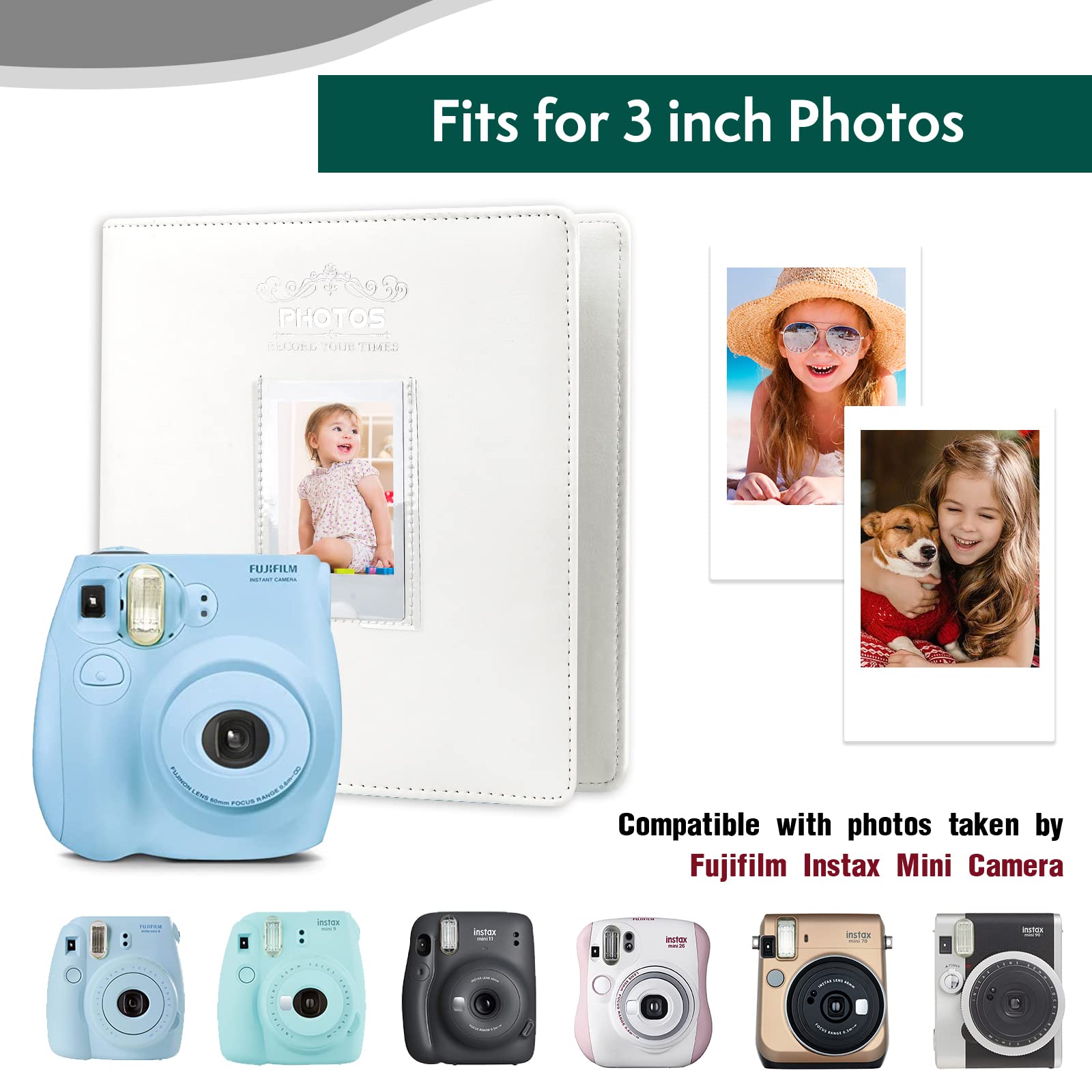 2x3 Photo Album for Fujifilm Instax Mini Instant Camera, 288 Pockets Mini Photo Album for Fujifilm Instax Mini 12 11 evo 9 40 8 7 Evo LiPlay Instant Camera, White