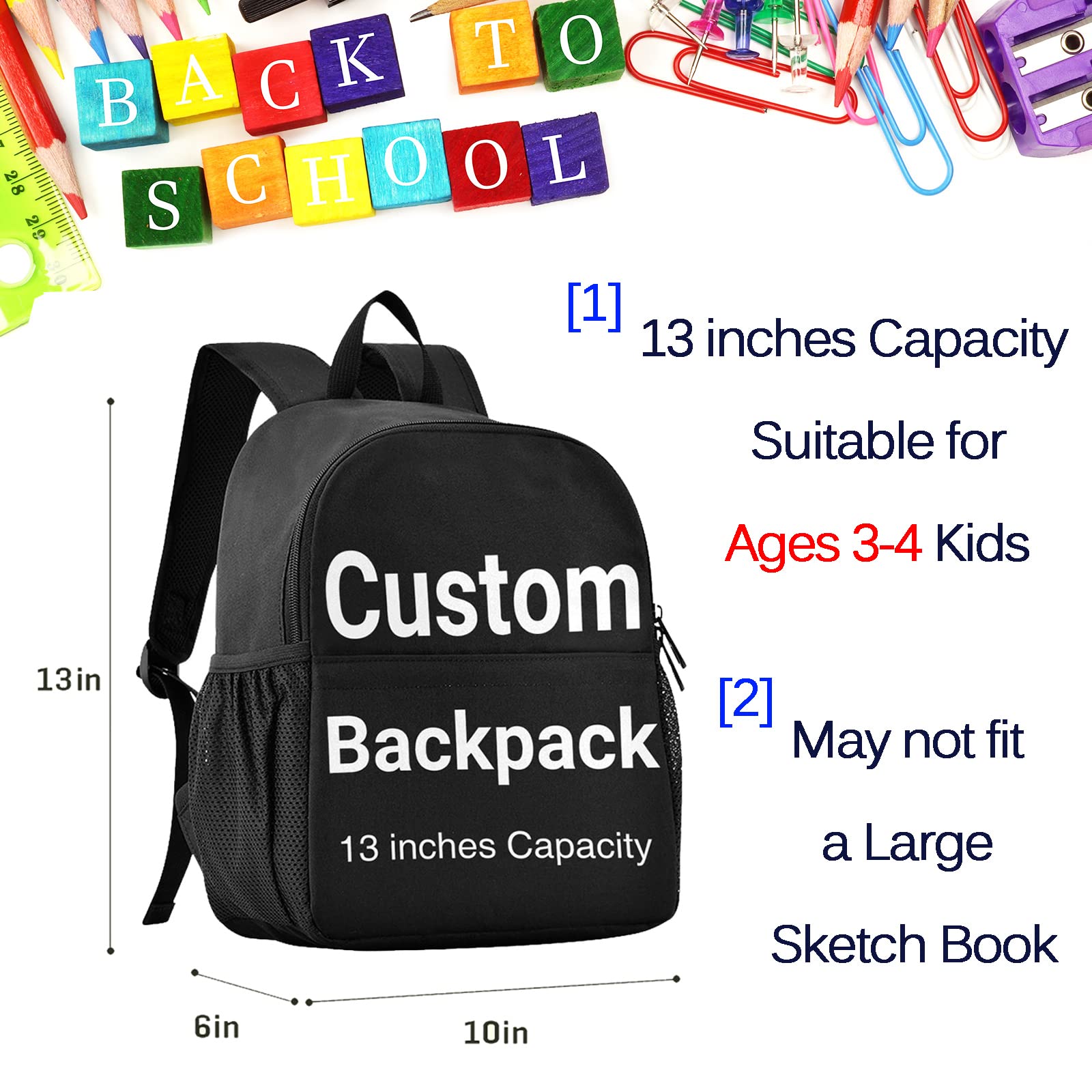 Naanle Custom Kids Backpack with Photos Backpacks Boys Girls Travel Rucksack Personalized Backpack for Preschool Kindergarten