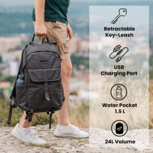 Nordace Comino Travelpack Travel Backpack for Men & Women with USB Charging Port, Water Resistant - Extra Spacious Laptop Backpack for Travel, Backpacking and Everyday Commute (Charcoal)