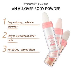 GL-Turelifes Hightlighter Stick Puff Fairy Glitter Loose Powder Brush Stick Contouring, Shimming Powder for Eyes, Face, Body Tiktok Makeup (#03 Gold Brown)