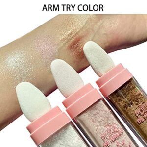 GL-Turelifes Hightlighter Stick Puff Fairy Glitter Loose Powder Brush Stick Contouring, Shimming Powder for Eyes, Face, Body Tiktok Makeup (#03 Gold Brown)