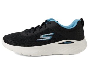 skechers womens go run lite - quick stride sneaker, black/aqua, 7.5 us