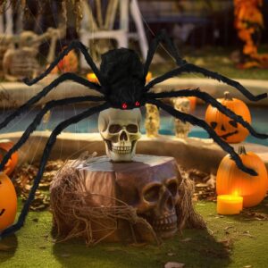 6.6ft Giant Spider for Halloween Decorations Large Black Grey Hairy Spider for Scary Indoor Outdoor Yard Garden Porch Outside Haunted House Decor