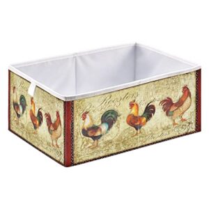 Vintage Rooster Storage Basket Storage Bin Rectangular Collapsible Nursery Baskets Clothes Toys Bin Organizer for Boys Girls Toys