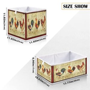 Vintage Rooster Storage Basket Storage Bin Rectangular Collapsible Nursery Baskets Clothes Toys Bin Organizer for Boys Girls Toys