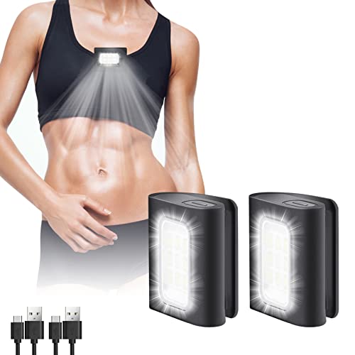 Running Light, 2 Pack USB Rechargeable jogging Light 3 Lighting Modes Strong Magnetic Lights Portable Clip On Running Lights with Runners and Joggers for Running, Camping , Hiking, Outdoor Adventure