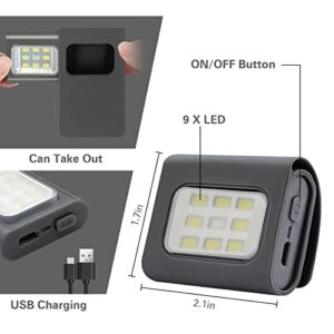 Running Light, 2 Pack USB Rechargeable jogging Light 3 Lighting Modes Strong Magnetic Lights Portable Clip On Running Lights with Runners and Joggers for Running, Camping , Hiking, Outdoor Adventure