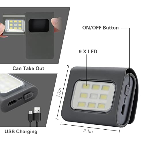 Running Light, 2 Pack USB Rechargeable jogging Light 3 Lighting Modes Strong Magnetic Lights Portable Clip On Running Lights with Runners and Joggers for Running, Camping , Hiking, Outdoor Adventure