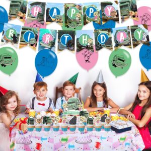 La Babite Trash Truck Party Decorations,Birthday Party Supplies For Trash Truck Includes Banner - Cake Topper - 12 Cupcake Toppers - 18 Balloons