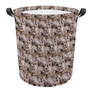 malihong cat face laundry basket with handle domestic short haired cat mash face animal laundry hamper waterproof fabric toy box clothes storage fodable washing bag for bedroom nursery