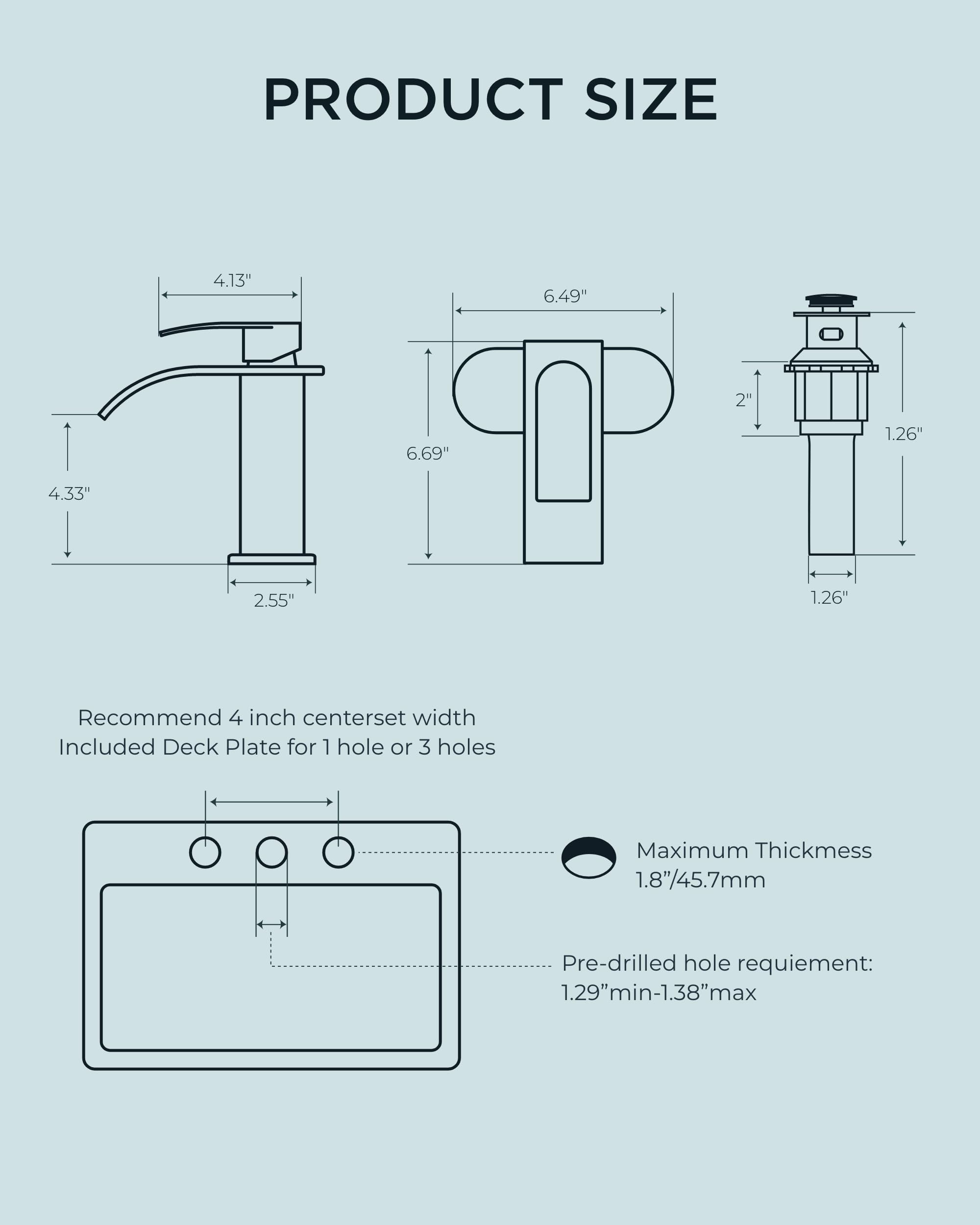 FORIOUS Waterfall Bathroom Faucets Single Hole, Single Handle Bathroom Sink Faucet with Metal Pop up Drain, Brushed Nickel Bathroom Faucet with Deck Plate, Vanity Faucet for 1 Hole or 3 Hole Sink