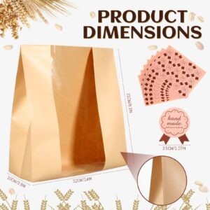 150 Pcs Bakery Bags with Window Large Packing Loaf Bag Paper Bread Bags for Homemade Bread Kraft Bread Storage Bags Bread Packaging Bags with 10 Sheets Stickers for Cookie Food, 12 x 8.3 x 3.5 Inch