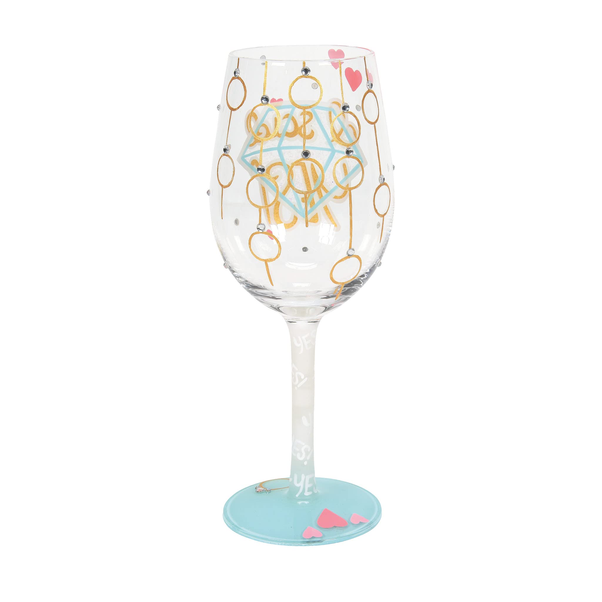 Enesco Designs by Lolita Wedding I Said Hand-Painted Artisan Wine Glass, 15 Ounce, Multicolor