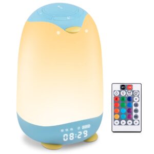 thausdas touch lamp, portable touch lamp with alarm clock for bedroom, small colorful dimmable touch sensor bedside table lamp for kids