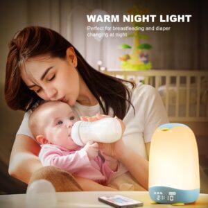 THAUSDAS Touch Lamp, Portable Touch Lamp with Alarm Clock for Bedroom, Small Colorful Dimmable Touch Sensor Bedside Table Lamp for Kids