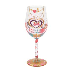 Enesco Designs by Lolita Wedding Mother of The Groom Hand-Painted Artisan Wine Glass, 15 Ounce, Multicolor