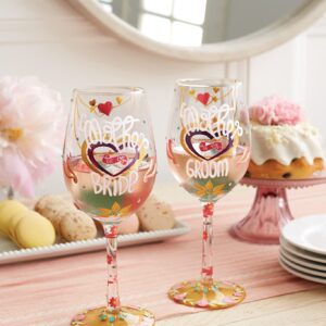 Enesco Designs by Lolita Wedding Mother of The Groom Hand-Painted Artisan Wine Glass, 15 Ounce, Multicolor