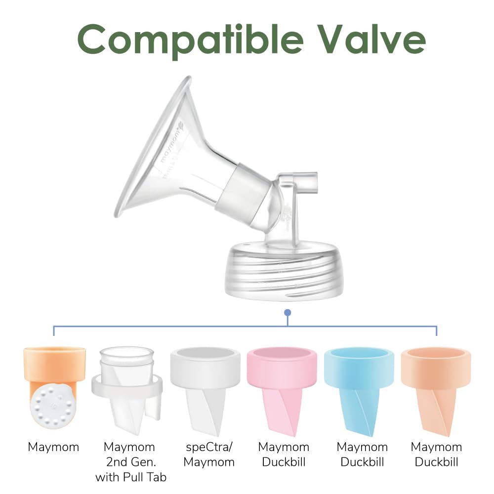 2X 17 mm Maymom Two-Piece Wide Neck Pump Parts Compatible with Spectra S1,Spectra S2 Pumps and 2 Valves; Incl Wide Mouth Flanges; Not Original Spectra Flange; (17mm Flange with Valve)