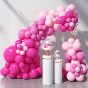 gremag pink balloon garland kit, hot pink balloons arch party decorations, 97 pcs macaron pink retro peach, 18 12 10 5 inch latex balloons with balloon flower for birthday shower princess theme decor
