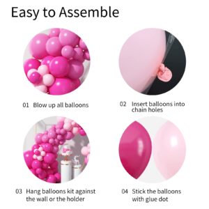 GREMAG Pink Balloon Garland Kit, Hot Pink Balloons Arch Party Decorations, 97 Pcs Macaron Pink Retro Peach, 18 12 10 5 Inch Latex Balloons with Balloon Flower For Birthday Shower Princess Theme Decor