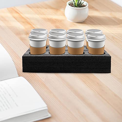 Drink Takeout Holder Disposable Foam Takeout Cup Holder Take Out Beverage Tray for Hot and Cold Cup Carrier Takeout Cafe and Restaurant Food Service Black Model Cup Holder