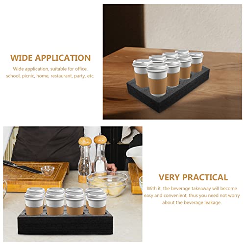 Drink Takeout Holder Disposable Foam Takeout Cup Holder Take Out Beverage Tray for Hot and Cold Cup Carrier Takeout Cafe and Restaurant Food Service Black Model Cup Holder